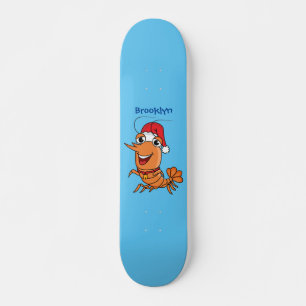 Skateboard Cute happy Christmas shrimp cartoon illustration