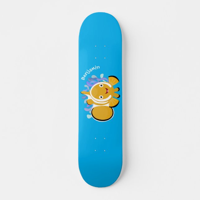 Skateboard Cute happy clownfish anenome cartoon (Devant)