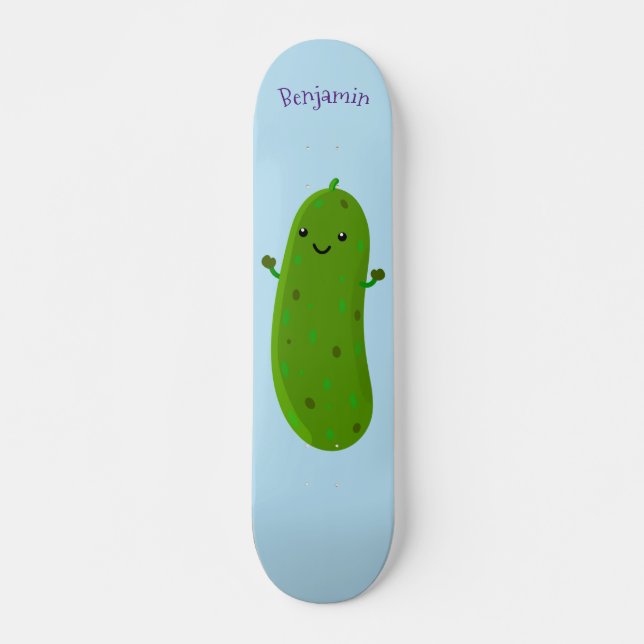 Skateboard Cute happy pickle cartoon illustration (Devant)
