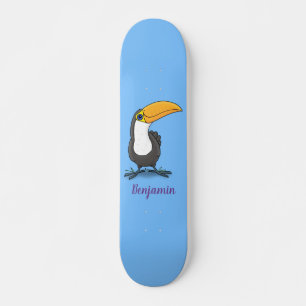 Skateboard Cute happy toucan cartoon illustration