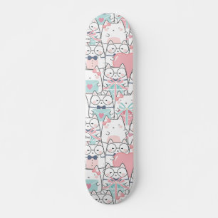 Skateboard Cute Kawaii Chats avec Coeurs