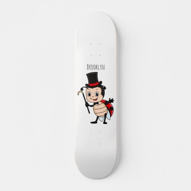 Skateboard Cute ladybug with top hat and tie cartoon (Devant)