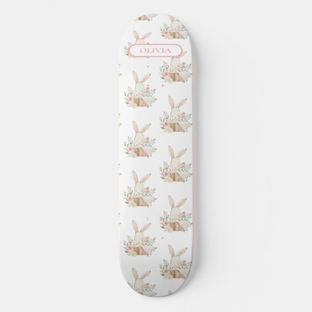 Skateboard Cute lapin lapin personnalisé Floral (Recto)