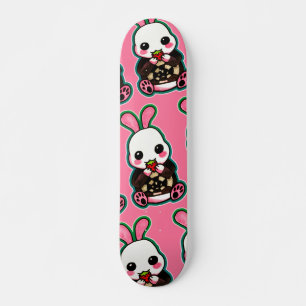 Skateboard Cute lapin rose et blanc de Pâques Lapin fraise