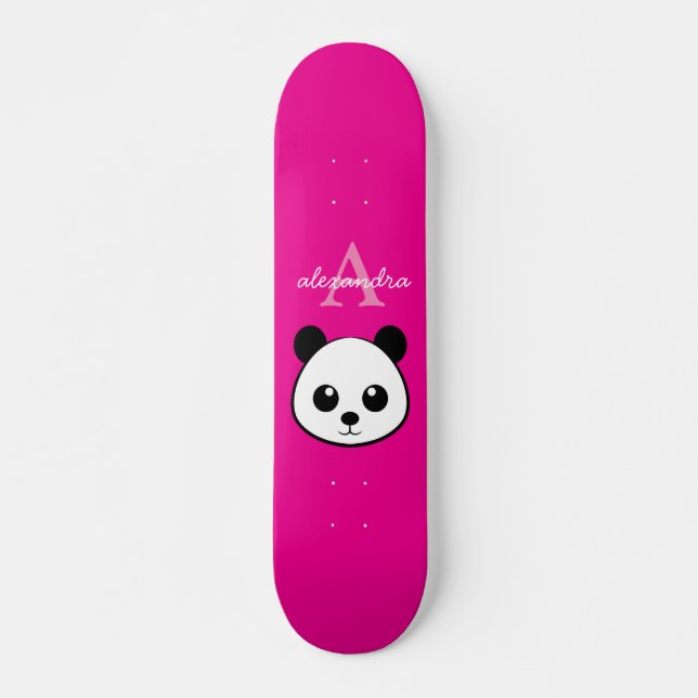 Skateboard Cute Panda Ours Personnalisé Monogramme Arrière -  (Devant)