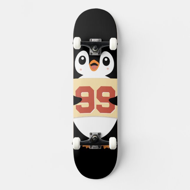 Skateboard Cute Penguin Holding a Sign (Recto)