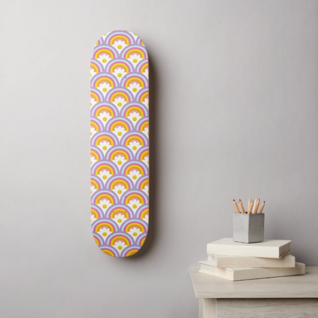 Skateboard Cute Rainbow & Happy Daisy Super 90s Pop Art Cool (Art mural)