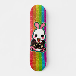 Skateboard Cute rose et blanc lapin lapin Rainbow Parties sci
