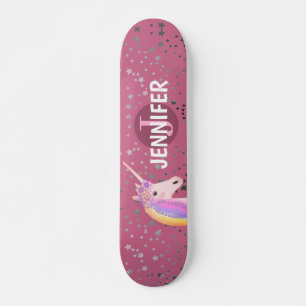 Skateboard Cute Unicorn Rose Rose Imaginaire Étoiles Personna