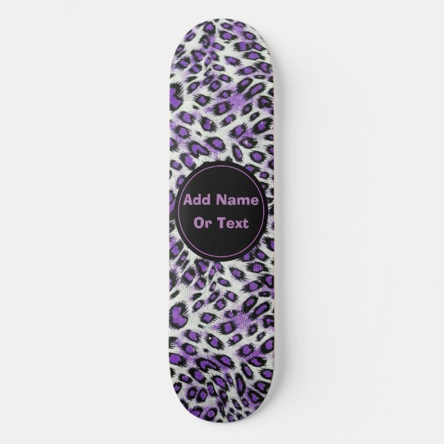 Skateboard Cute violet Poster de animal léopard Personnalisé (Recto)