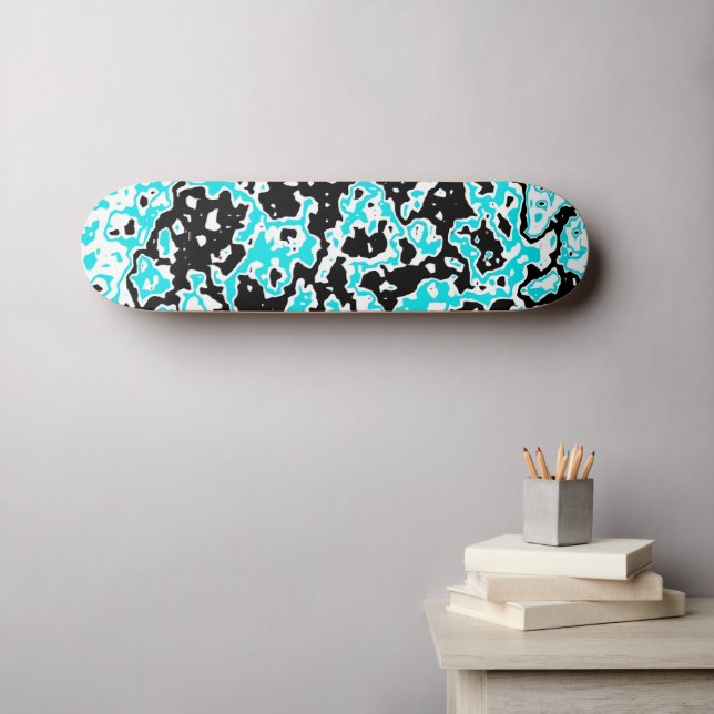 Skateboard Cyan et Black Swirls (Art mural (Horz))