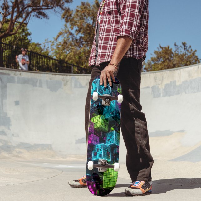 Skateboard Cyan Magenta Lime Cyberpunk | Extrêmement 3D  (Extérieur 2)