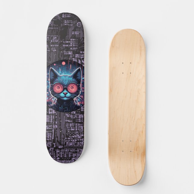 Skateboard Cyber Chat Futuriste (Recto)