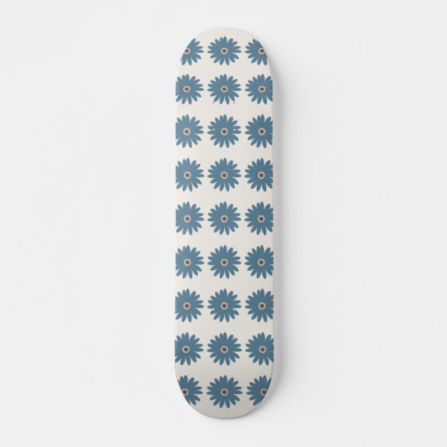 Skateboard Daisy Bleue Et Crème (Devant)