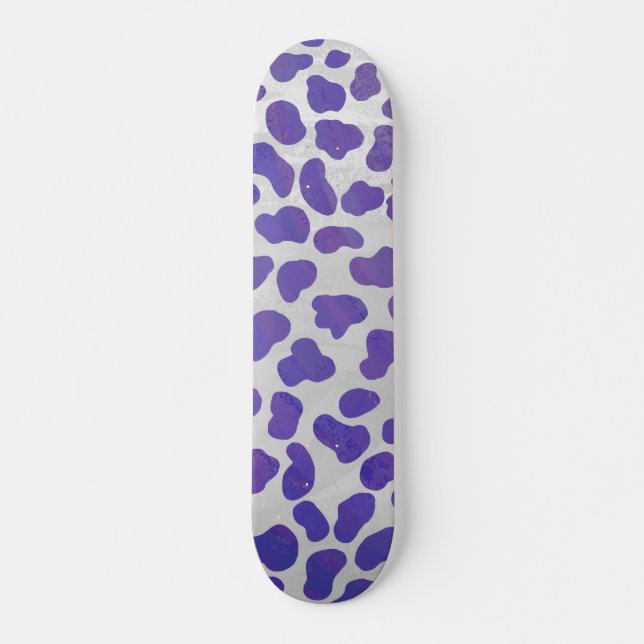 Skateboard Dalmatien Imprimé Violet et Blanc (Devant)