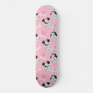 Skateboard Dalmatiens Chiots Taches Noires Jouet Rose Balle B