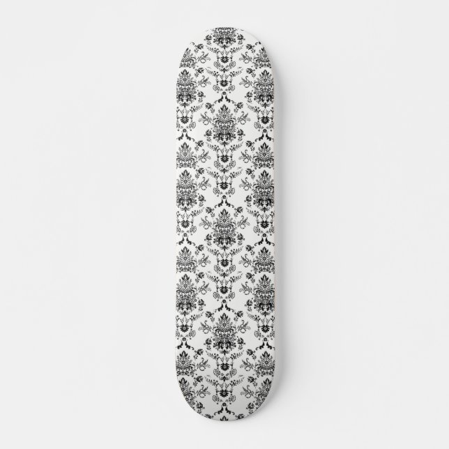 Skateboard Damas noir sur blanc (Devant)
