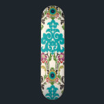Skateboard Damask Floral Patterns Plum Turquoise<br><div class="desc">Des motifs floraux turquoise, prune, verte et violette se rencontrent sur un arrière - plan blanc pour donner vie à cette impression damasée de juin Erica Vess. Travaille comme un cadeau pour vous-même, un ami ou un membre de la famille.</div>
