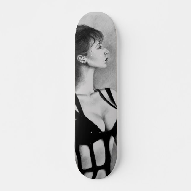 Skateboard Dame Original Art Portrait Drawing Skatedeck (Devant)