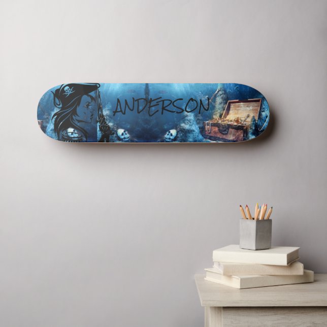 Skateboard Dame pirate personnalisée (Art mural (Horz))