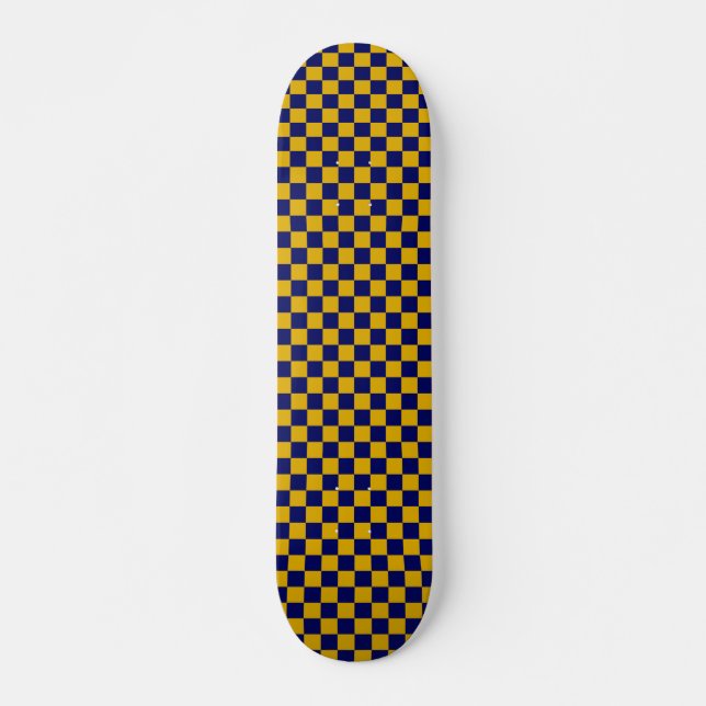 Skateboard Damier bleu marine et jaune moutarde (Devant)