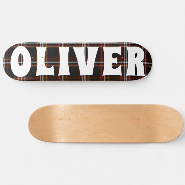 Skateboard damier écossais noir sur mesure (Horz)