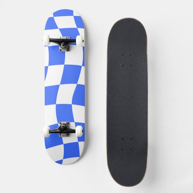 Skateboard Damier esthétique bleu (Recto)