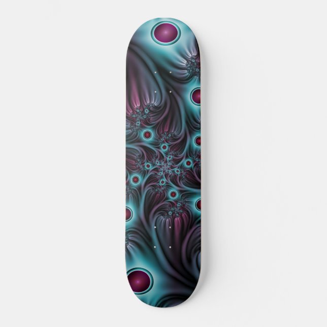 Skateboard Dans la profondeur de l'art abstrait fractal rose  (Recto)
