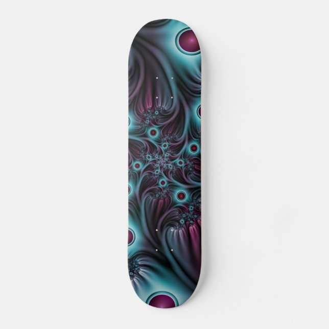Skateboard Dans la profondeur de l'art fractal abstrait rose  (Recto)