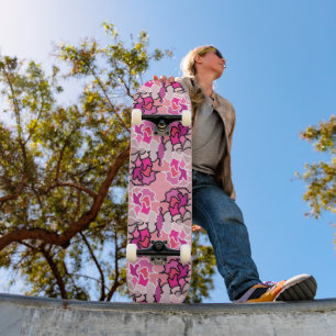 Skateboard Dans L'Art Motif Géométrique Rose Du Milieu Du Siè