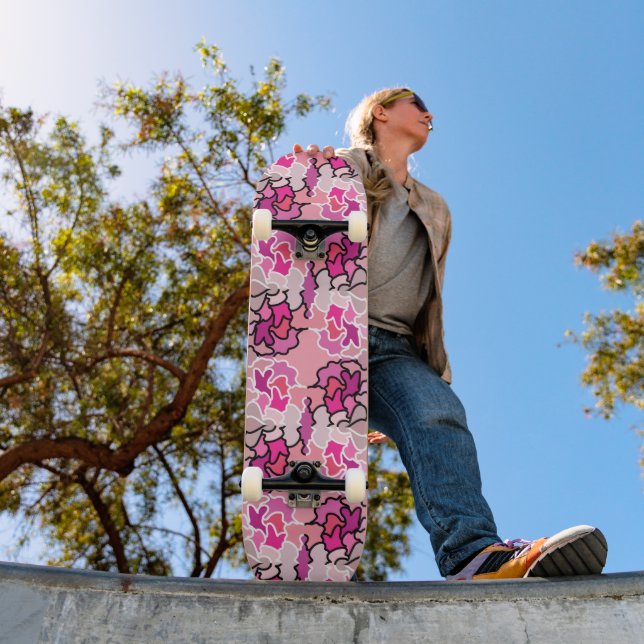 Skateboard Dans L'Art Motif Géométrique Rose Du Milieu Du Siè (Extérieur 1)