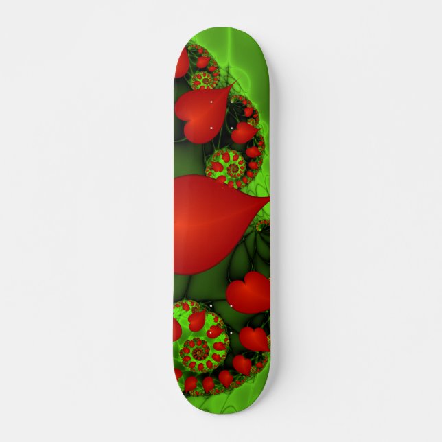 Skateboard Danse Coeurs rouges Moderne Art Abstrait fractal (Devant)
