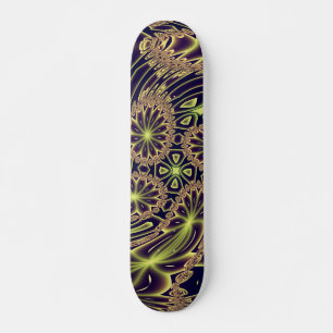 Skateboard Danse joyeuse abstraite Art fractal néon or