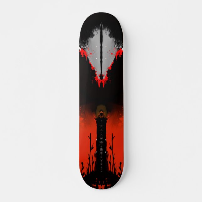 Skateboard Dark Anime Fantasy Crow and Demon Art (Devant)