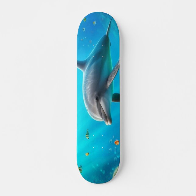 Skateboard Dauphin sous-marin coloré tropical/hawaïen (Devant)