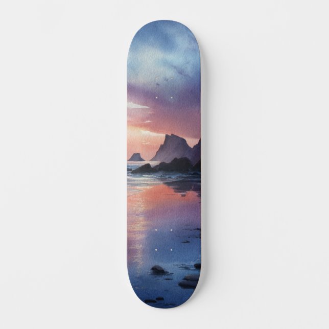 Skateboard Deck Paysage de Rêve du Coucher de Soleil sur la C (Recto)
