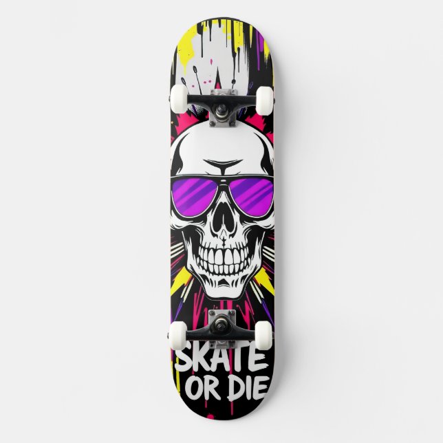 Skateboard Deck 'VIN' - Punk Grunge - SKATE OR DIE (Recto)