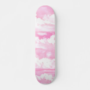 Skateboard Décor Clair Rose Élégant Nuages