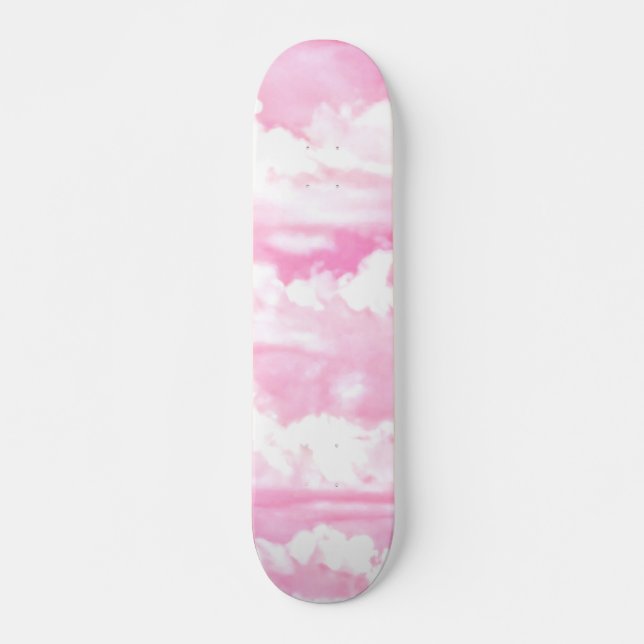 Skateboard Décor Clair Rose Élégant Nuages (Devant)