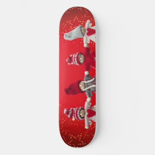 Skateboard Décorations de Noël sur un arrière - plan rouge