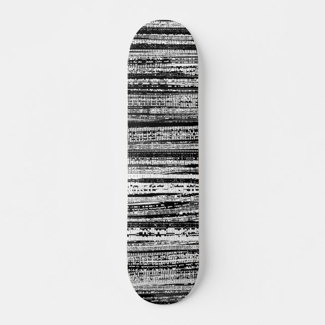Skateboard Découpe technique - noir et blanc sur bois (Devant)