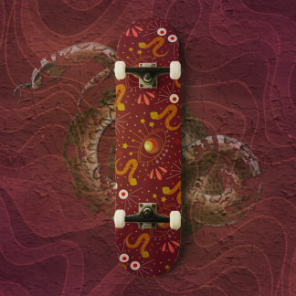 Skateboard Déesse serpent rouge profond