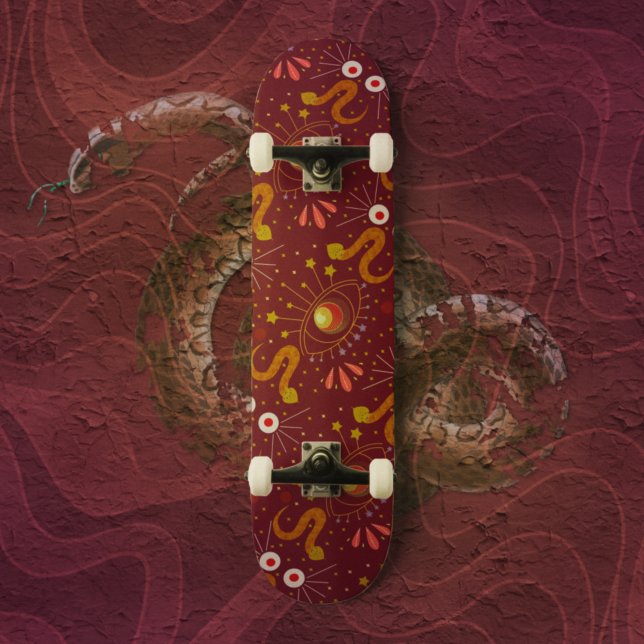 Skateboard Déesse serpent rouge profond (Créateur téléchargé)