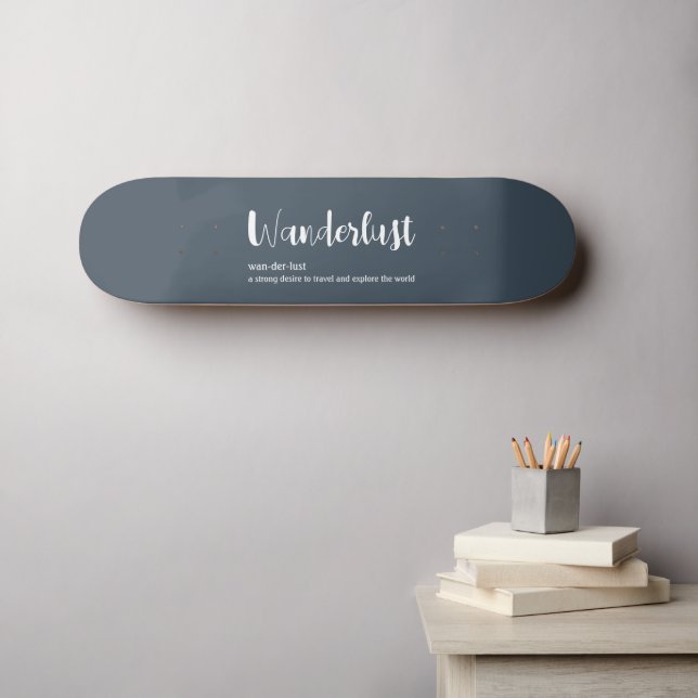 Skateboard Définition de wanderlust blanc gris bleu couleur (Art mural (Horz))