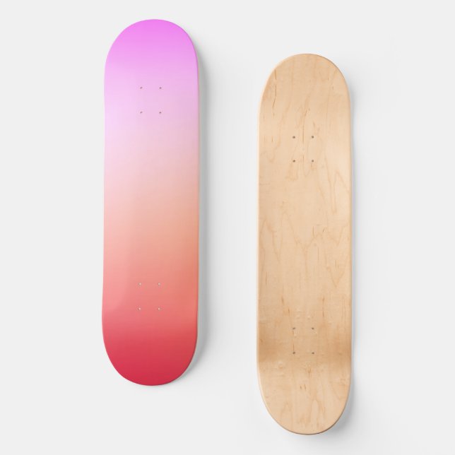 Skateboard Dégradé de coucher de soleil pastel radieux (Recto)