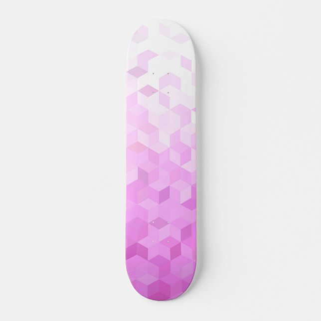Skateboard Dégradé de cube girly moderne rose fuchsia (Devant)