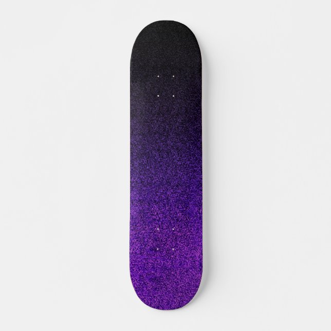Skateboard Dégradé de Parties scintillant noire et violette (Devant)