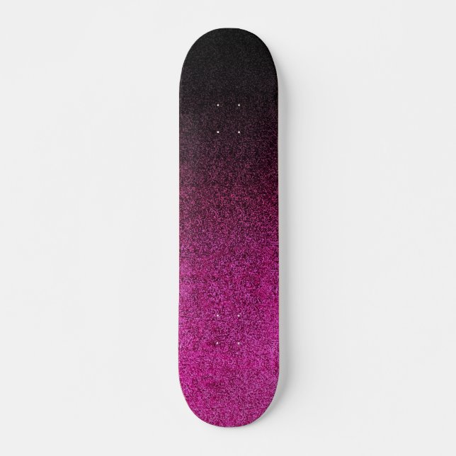 Skateboard Dégradé de Parties scintillant rose et noire (Devant)