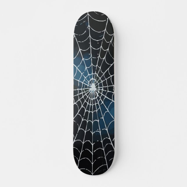 Skateboard Dégradé de toile d'araignée blanche design abstrai (Devant)