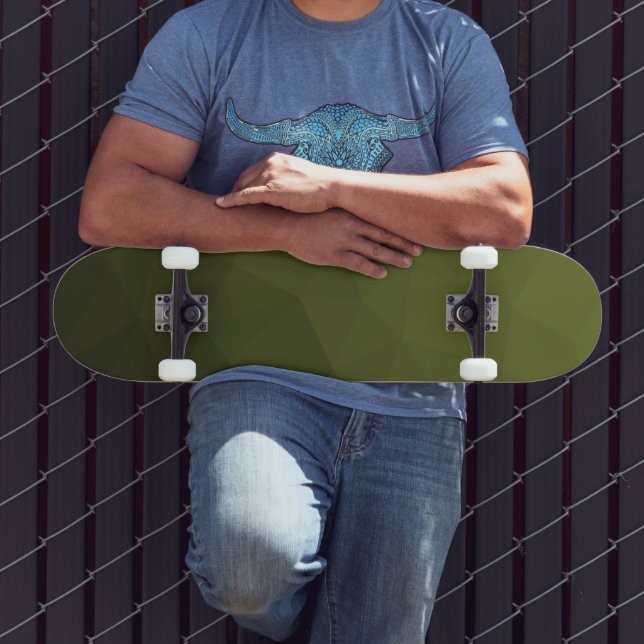 Skateboard Dégradé d'olive vert armée à motif en maille géomé (Extérieur 3)